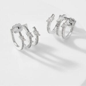Nadri "Leah" multi-hoop huggie earring cubic zirconia & rhodium